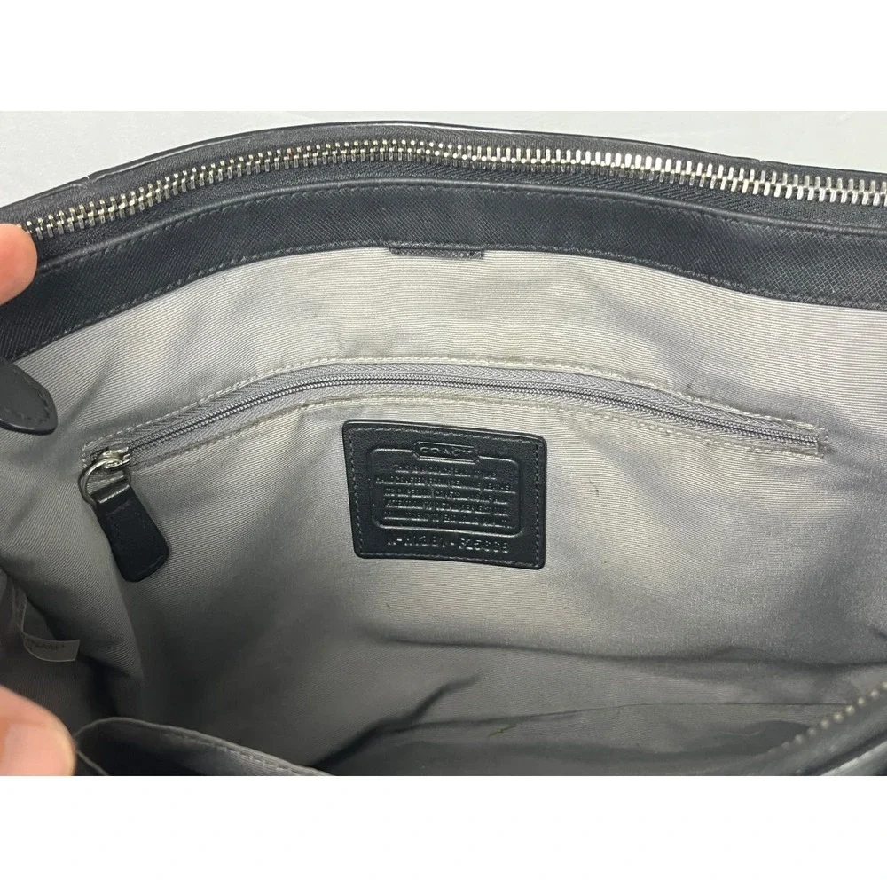 Coach Peyton Tote Black Saffiano Leather Shoulder Bag F25668 Silver Hardware